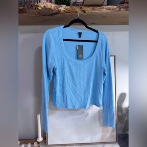 NWT wild fable Sky Blue Ribbed Scoop Neck Long Sleeve Top